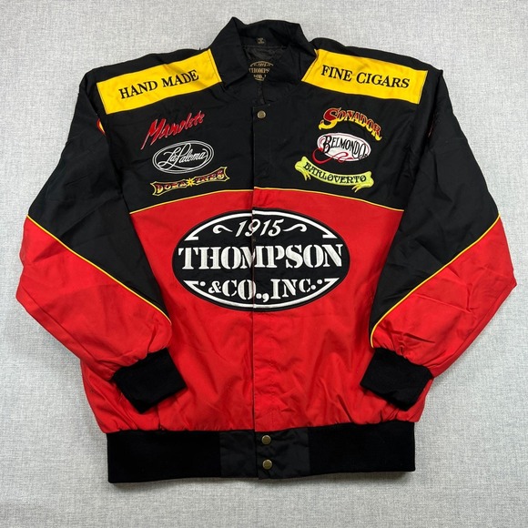 Other - Vintage 90s Thompson & Co Cigars Racing Jacket Men XL Embroidered Patches Bomber